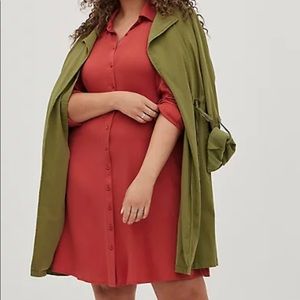 TORRID COLLARED SHIRT DRESS - STRETCH CHALLIS FLORAL RUST SIZE 1 NWTS